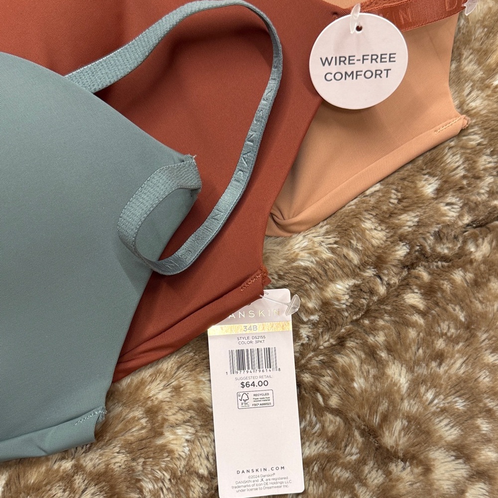 Danskin Women's Bralette Set - Green, Brown, Tan - Picture 3 of 6